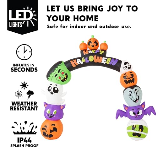 Joiedomi 8ft Halloween Inflatable Pumpkin Archway with LED Lights Outdoor Yard Decor