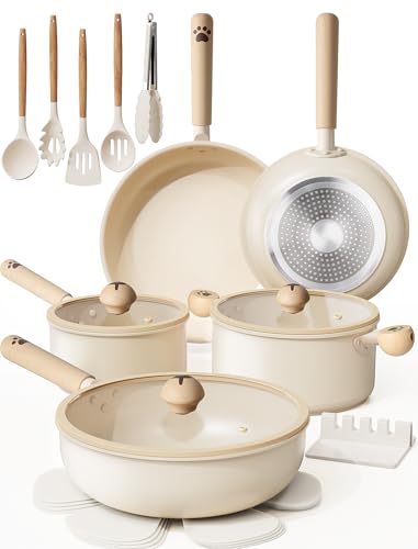 Astercook 18-Piece Non-Stick Ceramic Cookware Set - Healthy, Toxin-Free Pots & Pans