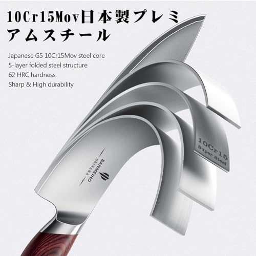 8 Inch High Carbon Japanese Steel Chef Knife - SANMEIHO G5 Laminated Blade