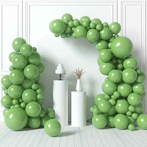 HOUSE OF PARTY Sage Green Balloon Garland - 5/12/18 Inch | Olive Green Balloons Garland for Easter Party Decorations, Graduation Party, Birthday Themed decor & Christmas Decorations