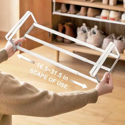 Adjustable Expandable Shoe Rack Organizer 2 Pack White Under Cabinet Storage