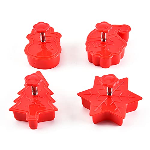 Christmas Cookie Cutter Set - 4 Pcs Holiday Baking Molds for Cookies, Fondant & Crafts