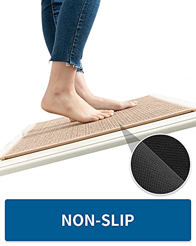 MontVoo 20x47 Inch Beige Non-Slip Washable Braided Kitchen Rug with Rubber Backing