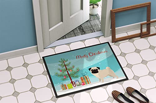 Caroline's Treasures Pug Christmas Tree Doormat 24x36 Indoor Outdoor Rug