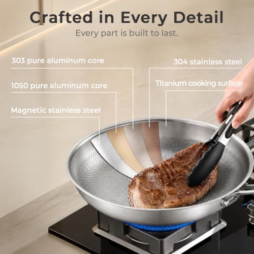 Voivey 12-Inch Titanium Frying Pan Set with Lid & Spatula, Non-Stick, Oven & Dishwasher Safe