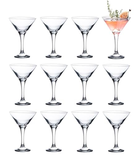 12-Piece Martini Glass Set - 5.2 Ounce Elegant Cocktail Stemware - Pack of 12