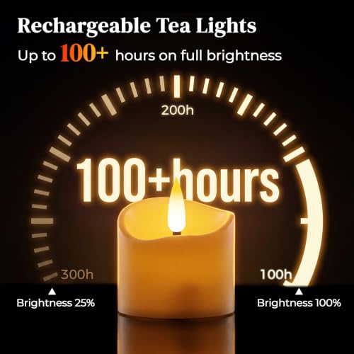 12Pcs Rechargeable Tealights with Remote & 24H Cycle Timer – YiaMia 12 Pack