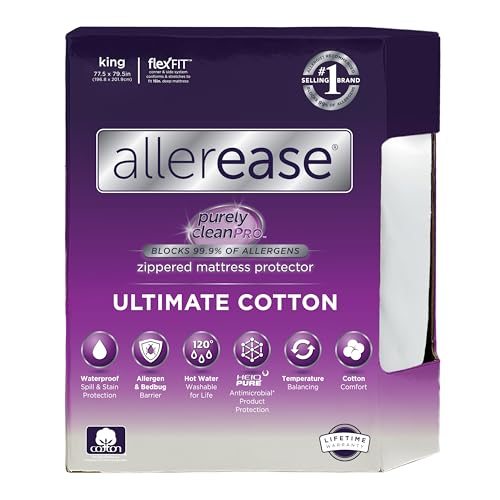 AllerEase King Waterproof Mattress Protector with Zipper, Ultimate Allergy & Comfort