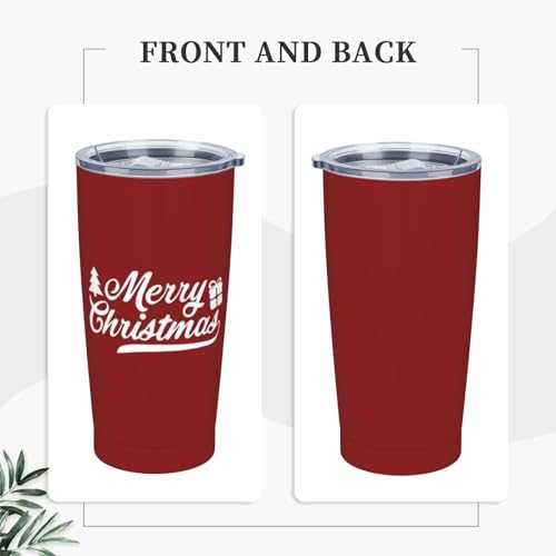 FEYAMYUN Merry Christmas 20oz Tumbler - Red White Stainless Steel Travel Mug with Lid & Straw