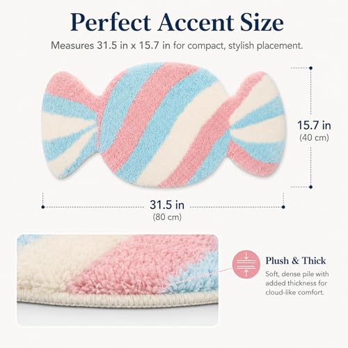 Pastel Candy Christmas Bath Mat 31.5 x 15.7 in – Plush Non-Slip Rug