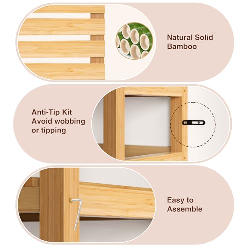 Natural 6-Tier Bamboo Shelf - Adjustable Storage & Display Unit