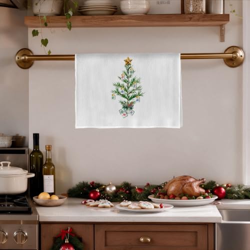 BlissfulAbon Christmas Mahjong-05 Waffle Dish Towels, 16x24 In, Kitchen Hand Towel Decor