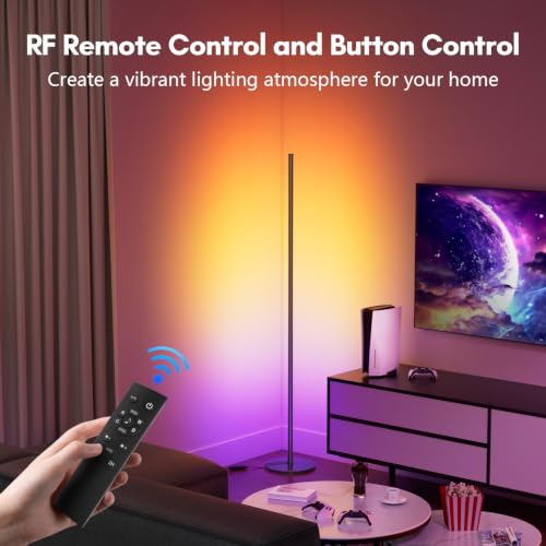 RGB+IC Corner Floor Lamp with App & Remote Control - Obsidian Black