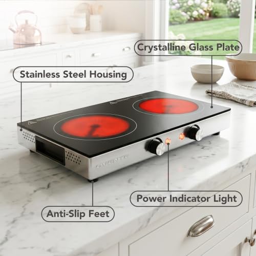 Infrared Ceramic Double Burner Hot Plate - 1800W, Black, Model BGI302GB