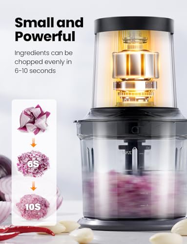 TWOMEOW 4-Cup Electric Food Processor & Chopper with 2 Bowls, 2 Speed, 4 Blades