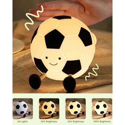 YISUN Soccer Night Light for Boys Light Up Football Lamp Dimmable Rechargeable Silicone Night Light Home Decor Birthday Christmas Gifts for Kids