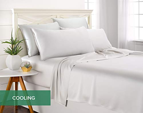 Pure Bamboo Twin XL Bed Sheets Set - Organic Viscose, Soft & Cool, White / Twin XL