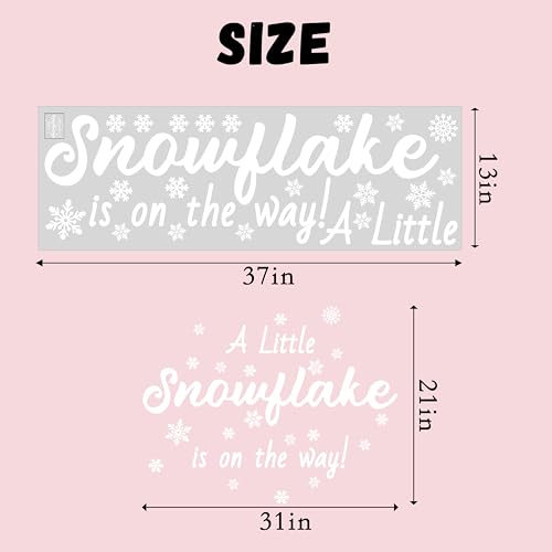 A Little Snowflake is On The Way Decal - Winter Wonderland Baby Shower White Frosty Backdrop,Gender Reveal Decorations,Christmas Sign Birthday Party Supplies