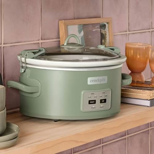 Crock-Pot 6 Qt Locking Lid Slow Cooker - Green, Programmable & Travel-Friendly