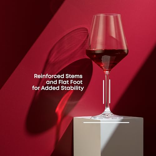 Red Wine Glasses Set of 4 - Italian Crystal Stemware for Cabernet, Merlot & Pinot Noir – 17 oz, Elegant & Durable