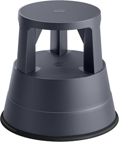 FurniCleevor Retractable Wheel Rolling Step Stool - 550lbs Capacity, Non-Slip Platform, Black - Variation 1