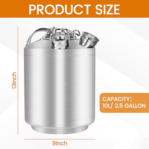 Stainless Steel Beer Line Cleaning Keg with 2 D Couplers - 2.5 Gallon 10L Kit