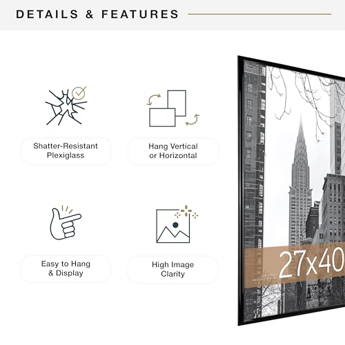 MCS Trendsetter Poster Frame 27x40 Inch Black High-Gloss 2-Pack Non-Matted