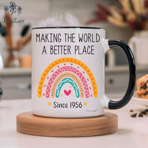 Vivulla68 70th Birthday Coffee Mug - 11oz, 70th Rainbow 2026 Edition