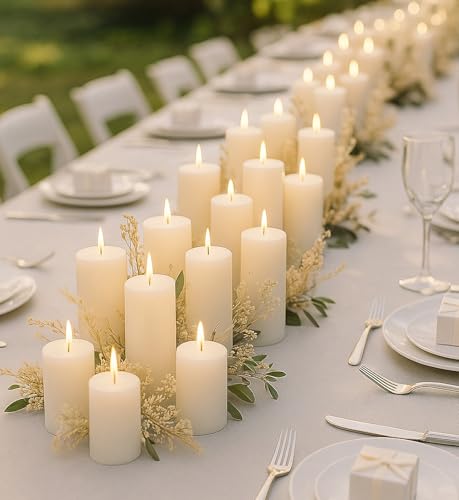 White Pillar Candle Set - 36 Bulk Candles with Flat-Top Design 2x3/4/6 Inch - Dripless & Smokeless for Weddings, Home Decor