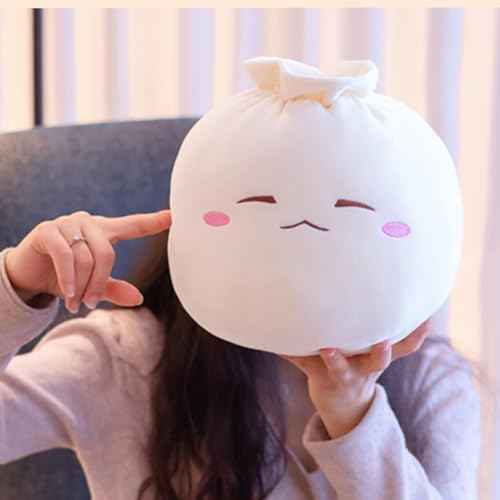 Dumpling Plush Pillow, Dumpling Stuffed Animal, Stuffed Bun Plush, Funny Food Toy Gifts for Kids Adults(6.3 * 12.2 in,Frown)