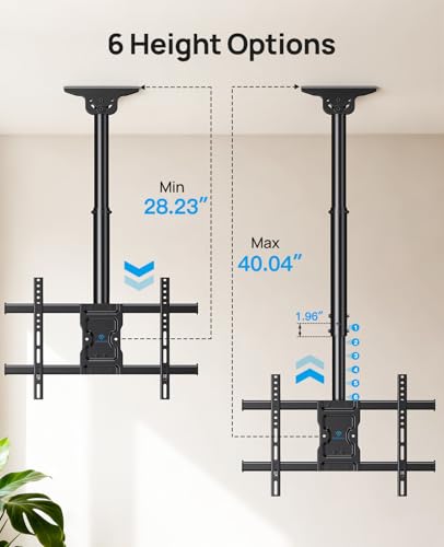 Ceiling TV Mount for 37-75 Inch Flat & Curved TVs - Adjustable & Swivel