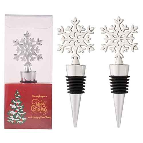 2 Pack Snowflake Wine Bottle Stopper for Christmas Decorative, Alloy Wine Stoppers, Winter Decor Holiday Wedding Christmas Party Supplies, Wine Accessories Gift for Hostess - Wine Bottle Corkers