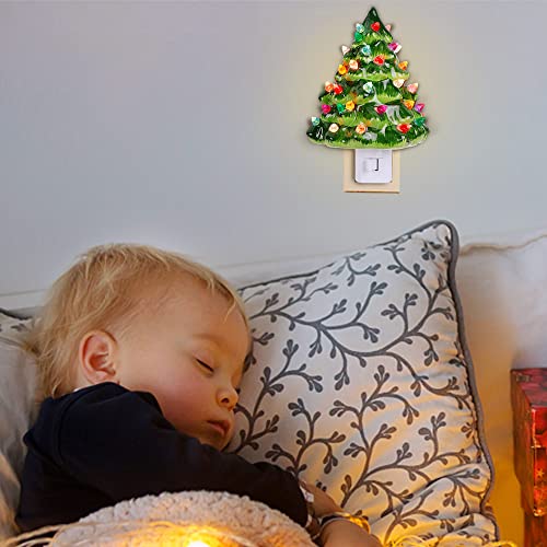 Hausse Christmas Ceramic Tree Night Light Without Snow Cover, Multicolor Decor, 4.9 inch