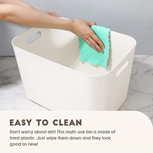 Tuanse 8 Pack White Plastic Storage Bins with Lids 14 x 10.5 x 9.6 in