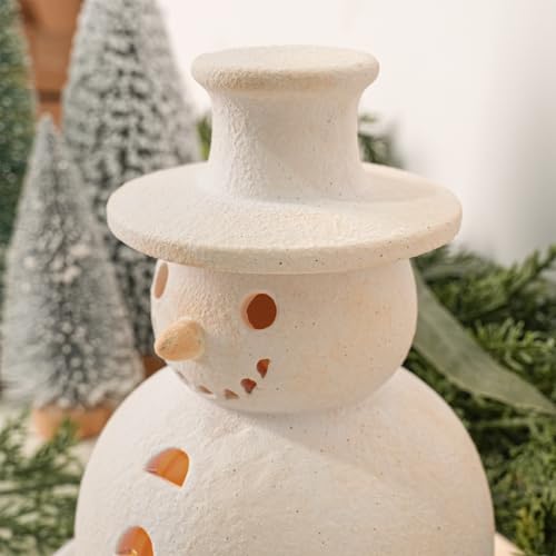 Christmas Decorations, 10.2" Handmade Terracotta Snowman Figurine