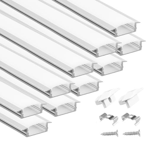 Muzata Silver Recessed LED Channel Kit 6.6ft with Milky White Cover - U127 WW