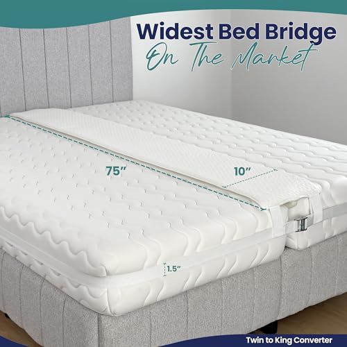 Bed Bridge for Adjustable Split King Beds - 10x75 Inch Gap Filler