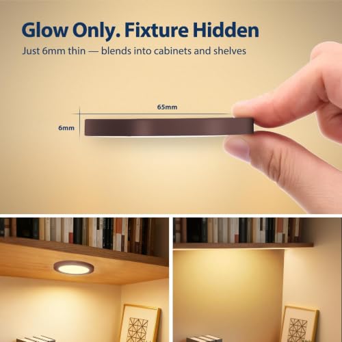 V4light Brown LED Puck Lights 8-Pack Smart Under Cabinet Lighting with Remote