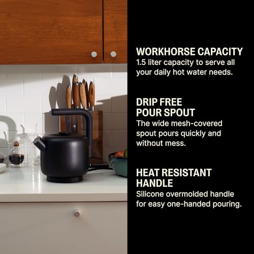 Electric Kettle 1.5L - Fast Boil, Drip-Free Spout, Matte Black