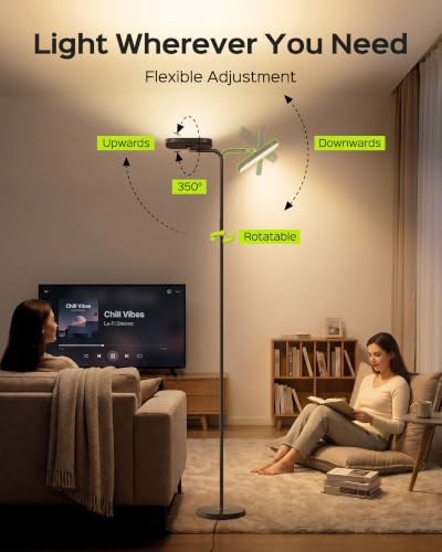 36W LED Floor Lamp with Adjustable Brightness & Color, Standing Lamp for Living Room & Bedroom