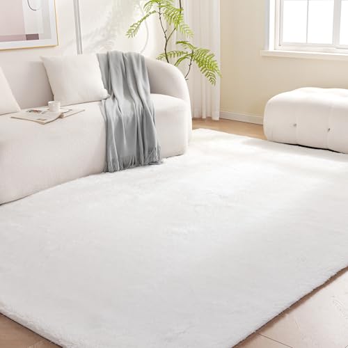 Amazon Basics 8x10 Cream Fluffy Washable Shag Area Rug with Memory Foam Support