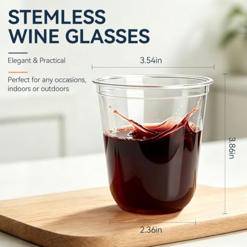 WELLIFE 200 Pack 12 oz Clear Disposable Plastic Cocktail & Wine Cups - BPA-Free, Recyclable, Elegant U-Shaped Design, Party & Event Use