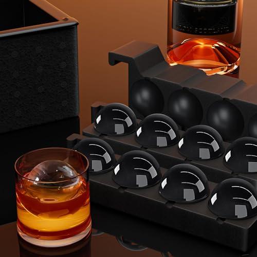 8 Pack Clear Ice Ball Maker for Whiskey - 2 Inch Sphere Ice Cube Tray