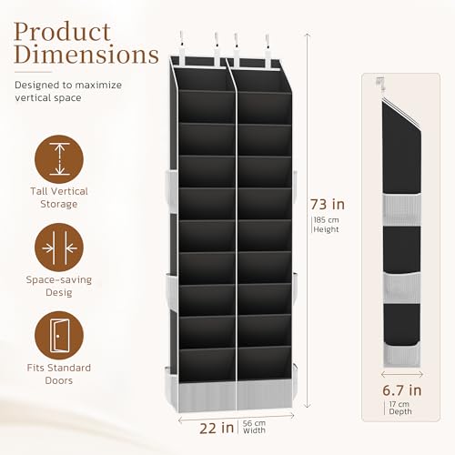 Criusia Over-the-Door Shoe Organizer Black, 10-Tier Hanging Shoe Storage for 20-30 Pairs