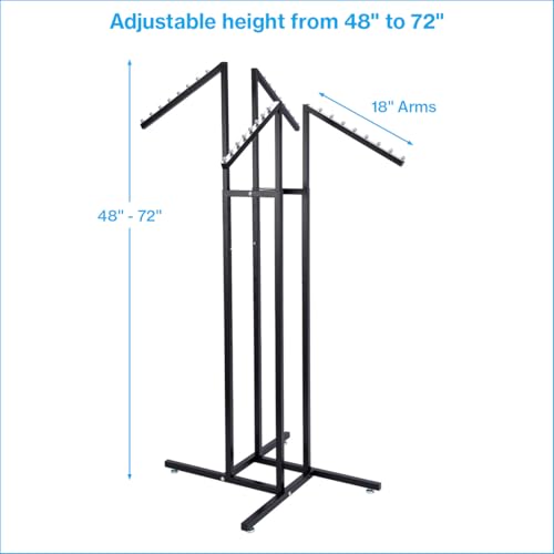 Black 4-Way Adjustable Clothing Rack with Slanted Arms for Retail & Home Display