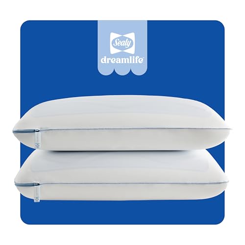 Dreamlife 2-Pack Memory Foam Cooling Pillows - Standard Size with Gel Layer, Removable Washable Cover