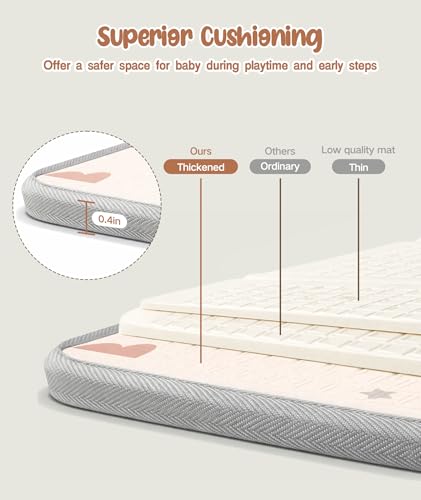 ZEEBABA Baby Playpen with Mat 47x47in - Grey, Safe Play Yard for Toddlers