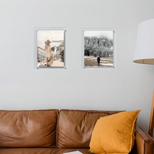 8.5x11 Acrylic Picture Frames 4 Pack - Clear Floating Wall Frames - Variation of THIS listing