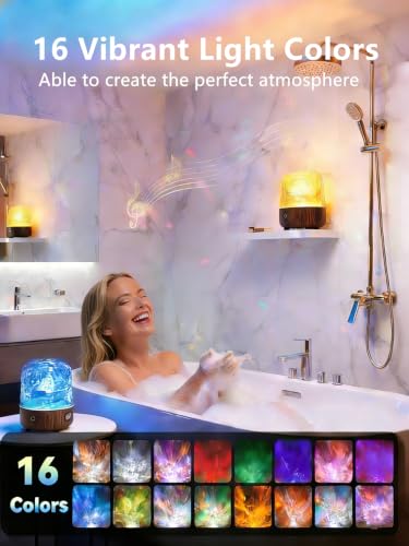 Waterproof Shower Lamp with Bluetooth Speaker & Ocean Wave Projector - 16 Colors & Remote Control