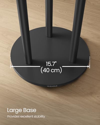 VASAGLE Freestanding Coat Rack Stand with Wheels, 11 Hooks, 3 Shelves - Ink Black